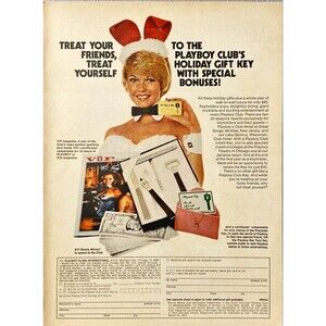 Playboy Club Membership "Playgirl showing benefits" Playboy Vintage Print Ad